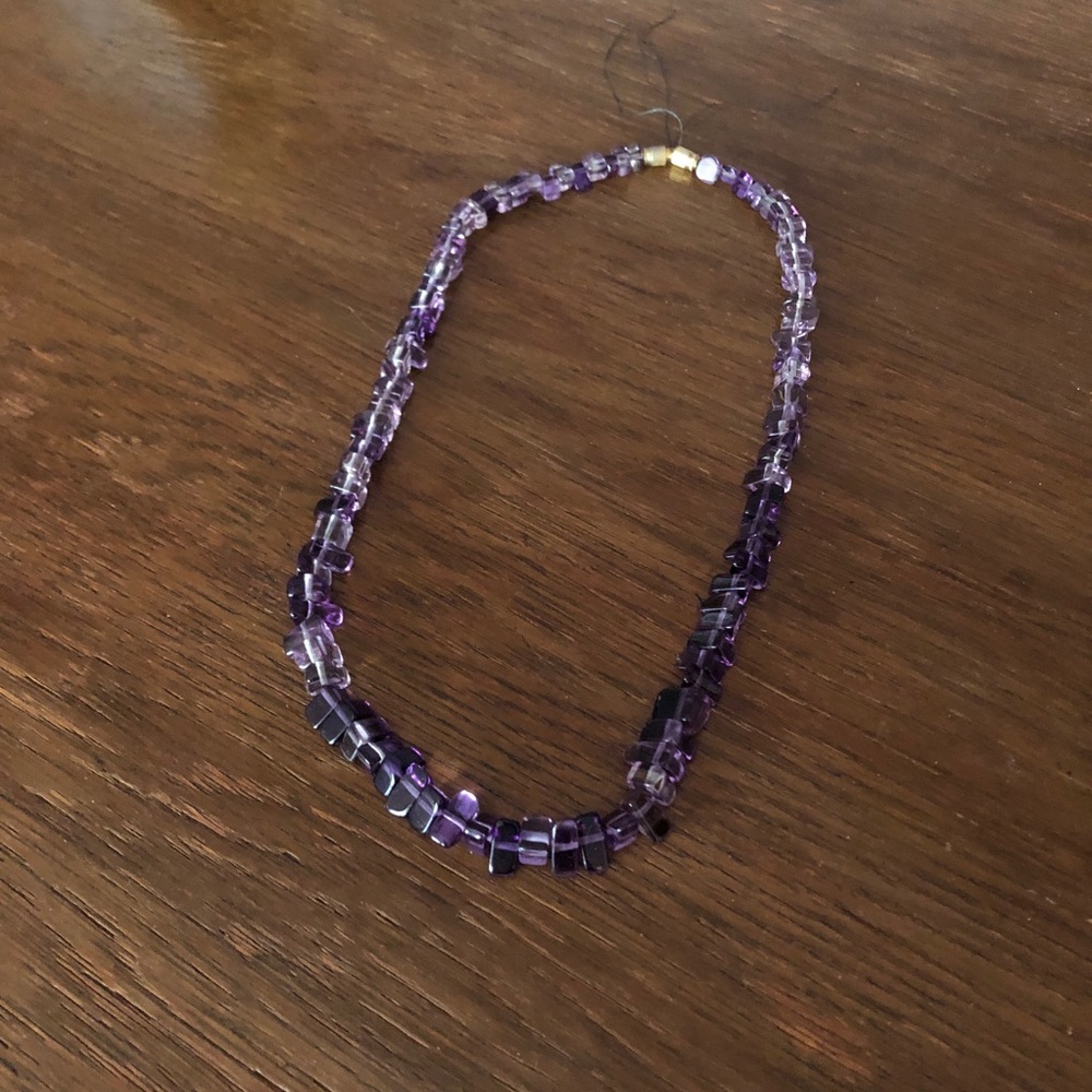 Gorgeous! Necklace Clear Polished Amethyst needs restringing!